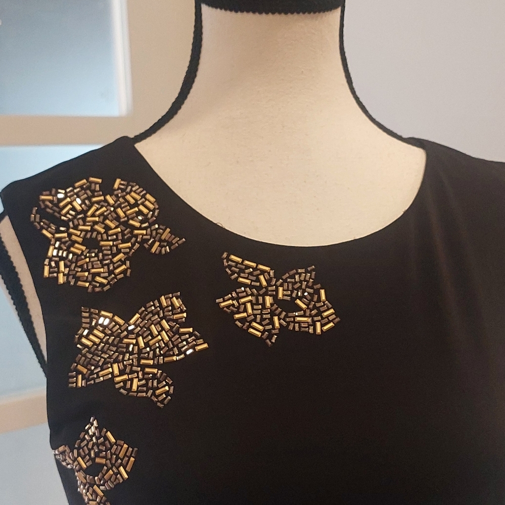 Guess Black Dress with Gold Floral Accents - Picture 5 of 10